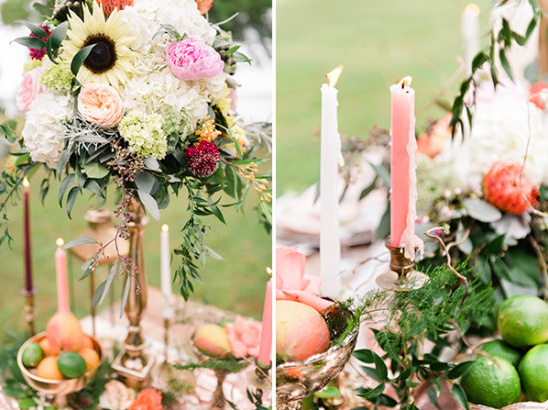 Floral centerpiece and candles