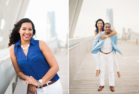 blue and white engagement outfits