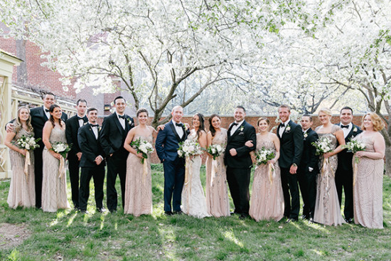 gold black white and navy wedding party
