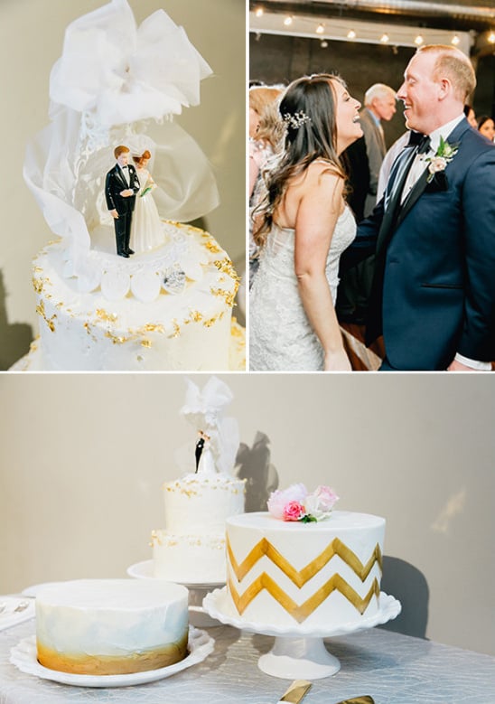 wedding cakes in white and gold