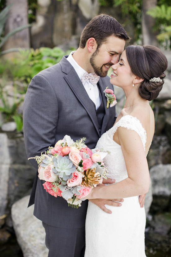 Gray, Peach And Gold Wedding