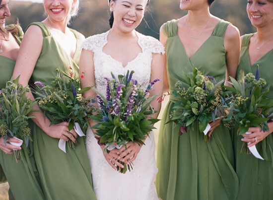 Bridesmaids in green