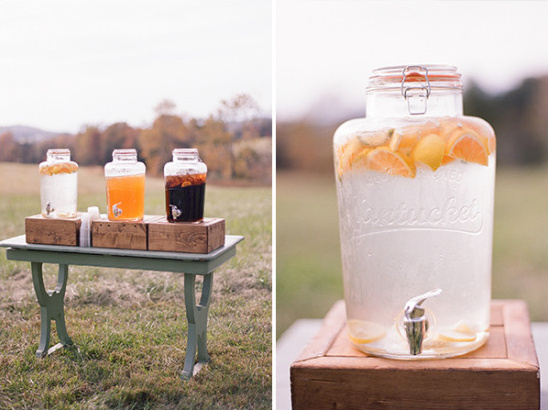 Outdoor drink station juice water iced tea dispensers