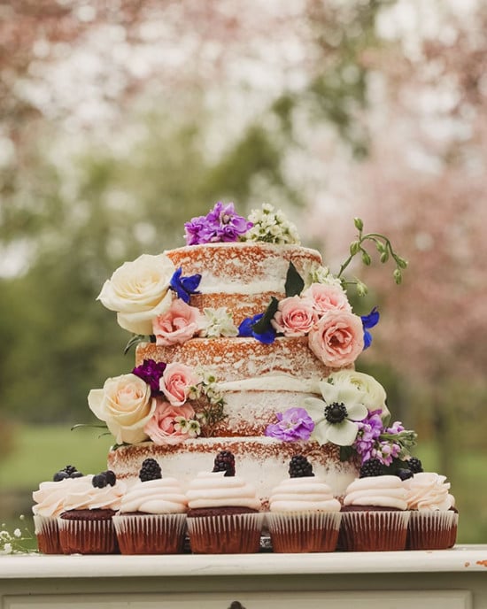sweet and simple naked wedding cake