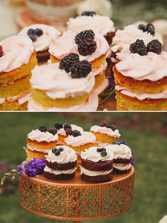 berry topped mini naked cakes