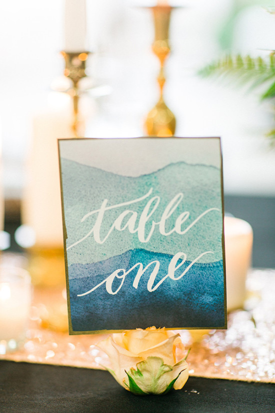 watercolor calligraphy table number