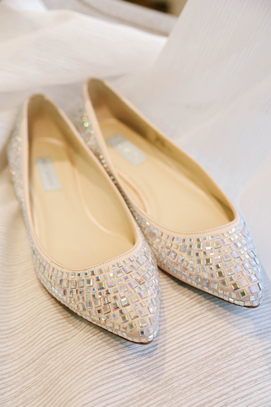 Ivory wedding flats with rhinestone embellishments