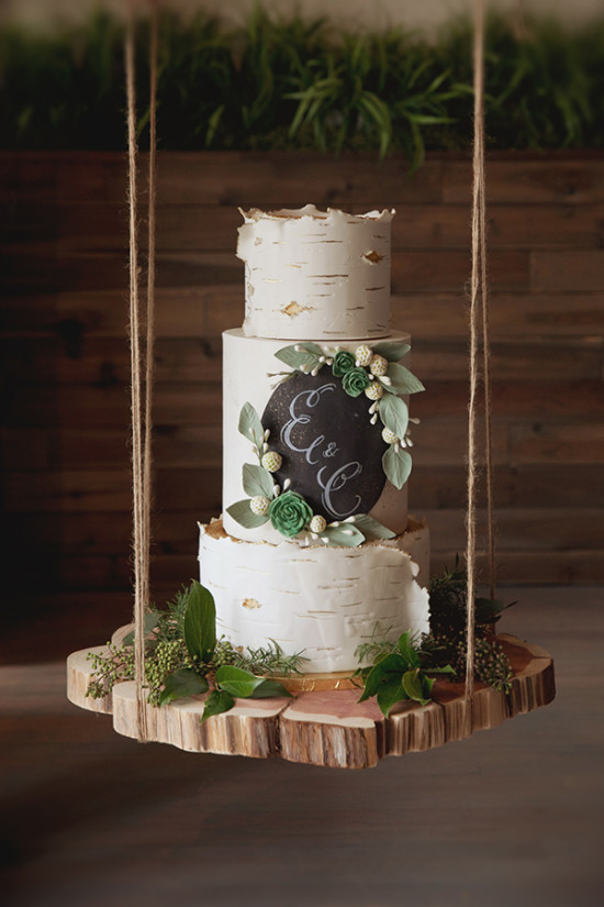 hanging aspen wedding cake