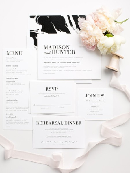 Modern Marble Invitations from Shine Wedding Invitations