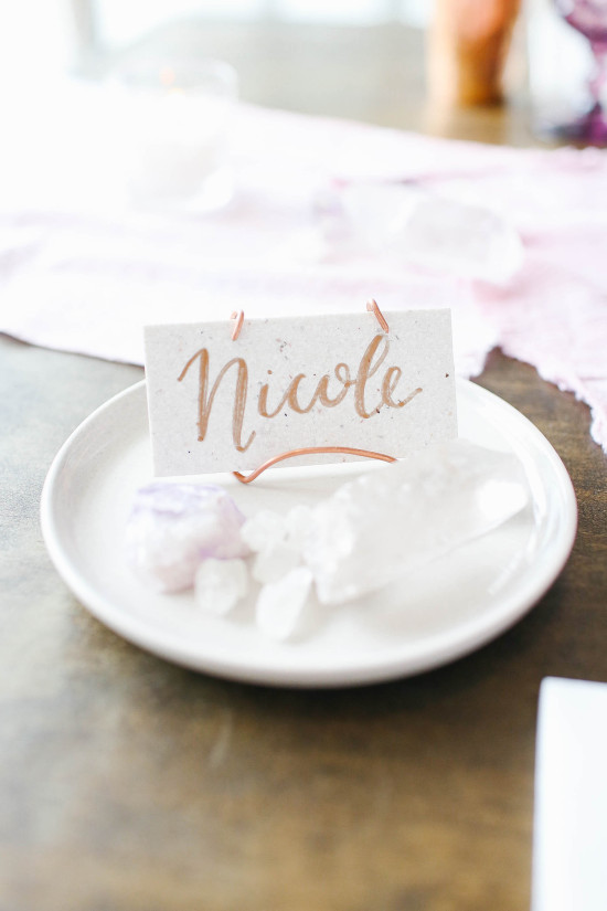 Nicole name card on a plate with clear crystals decor
