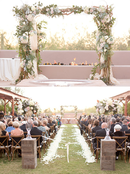 rustic flower wedding arch ceremony backdrop