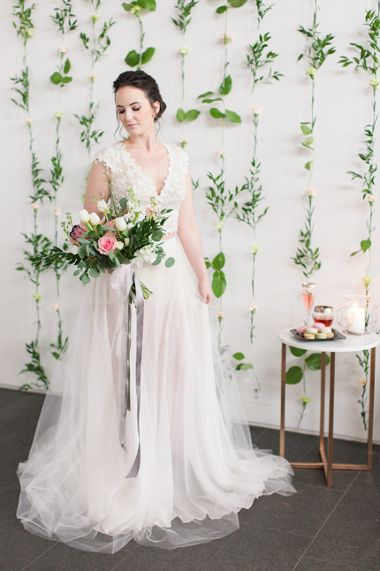 Two piece wedding dress with tulle skirt