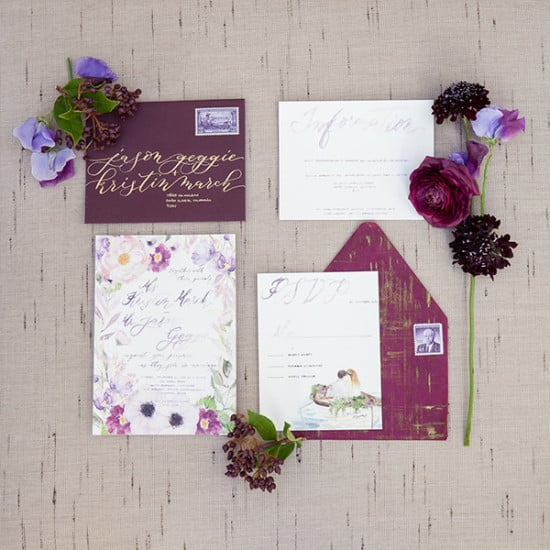 Purple wedding invitation