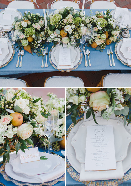 Elegant wedding table setting with floral centerpiece