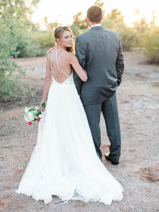 Wedding dress with straps and open back