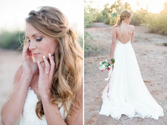 Bridal hair and dress details
