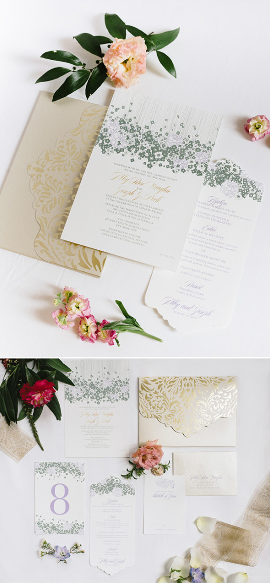 elegant garden themed wedding stationery