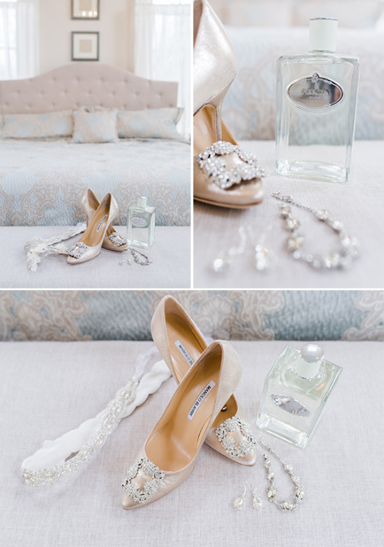 elegant manola blahnik wedding shoes and prada perfume