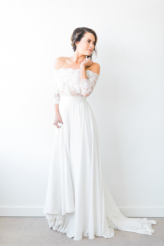 elegant lace topped wedding dress from Blue Bridal