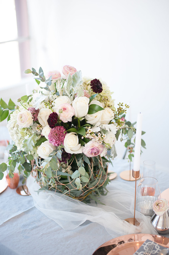 white purple and pink centerpiece