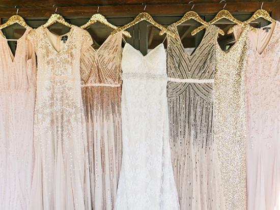 Bridal dresses in gold and blush sequin