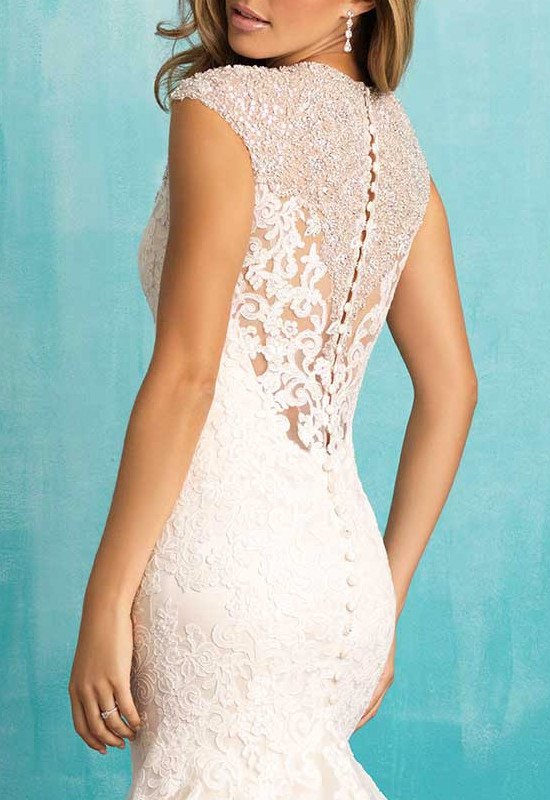 Lace wedding dress with beaded back detail