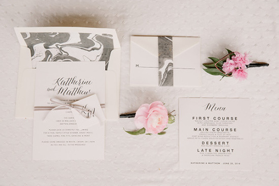 Marbled grey and white invitation suite
