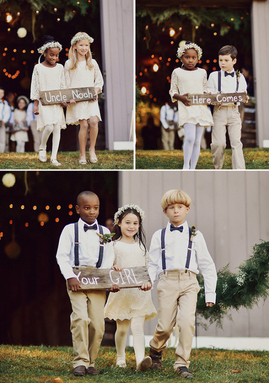 cute flower girls and ring bearers caring wedding signs