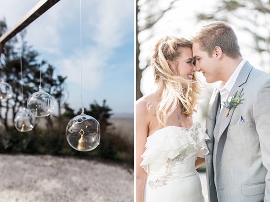 glass ornament and bell ceremony backdrop