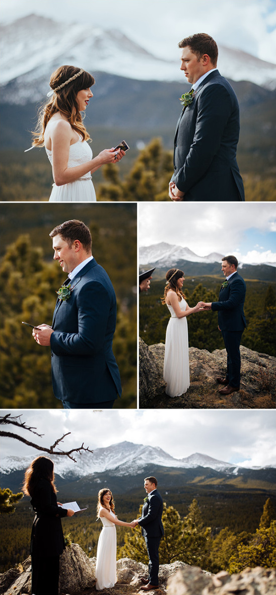 Rockie Mountain Elopement Ceremony on top of a mountain