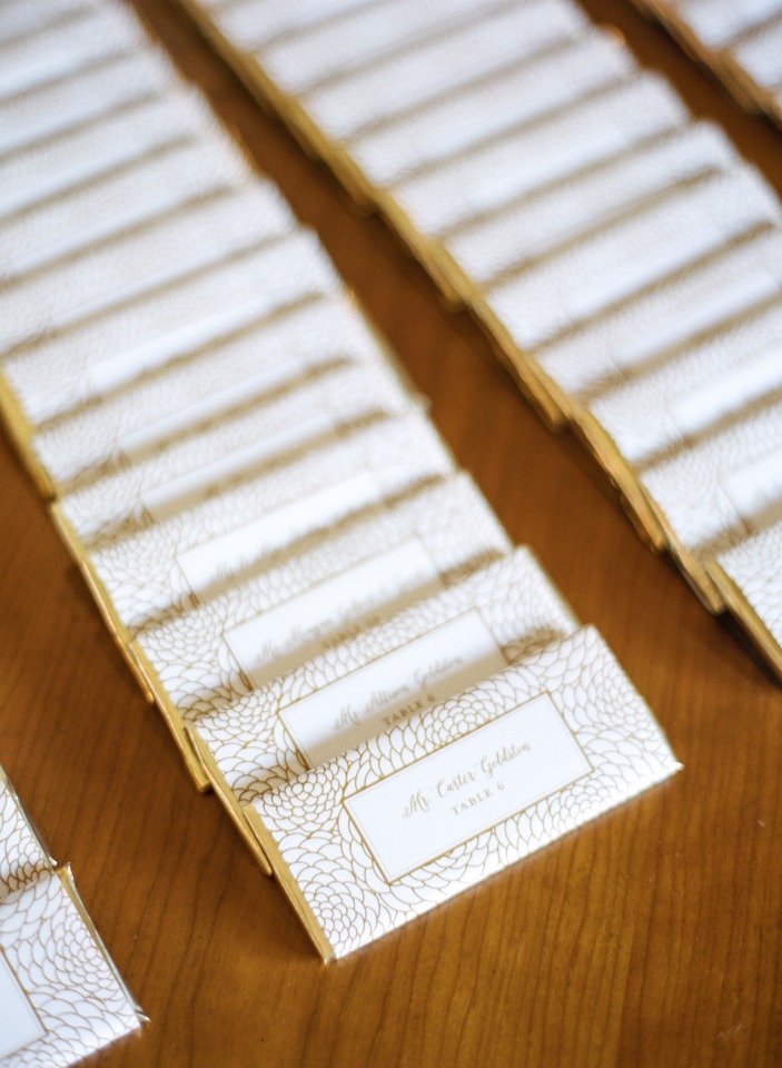 Elegant wedding favor chocolate name cards for guests