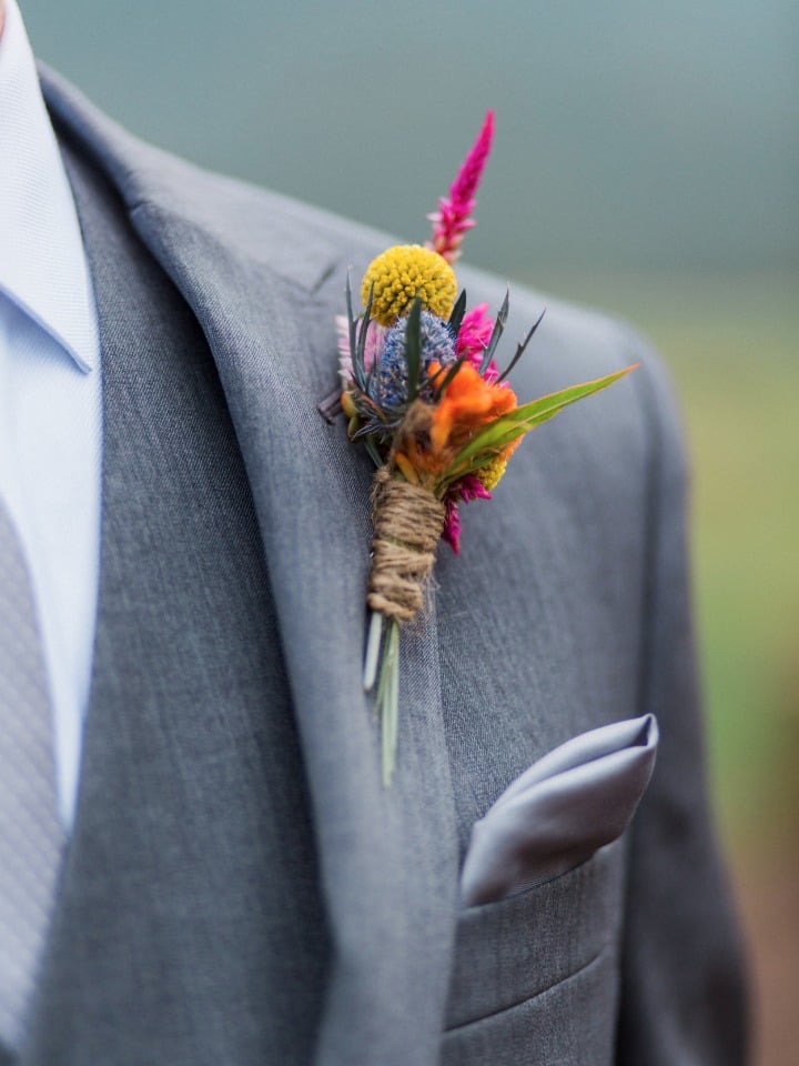 bright and colorful boutonniere