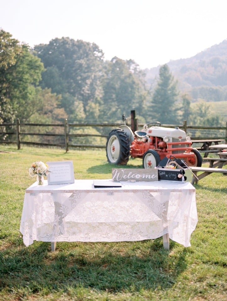 shabby chic wedding welcome table