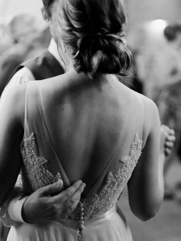 detail of the back of Watters wedding dress