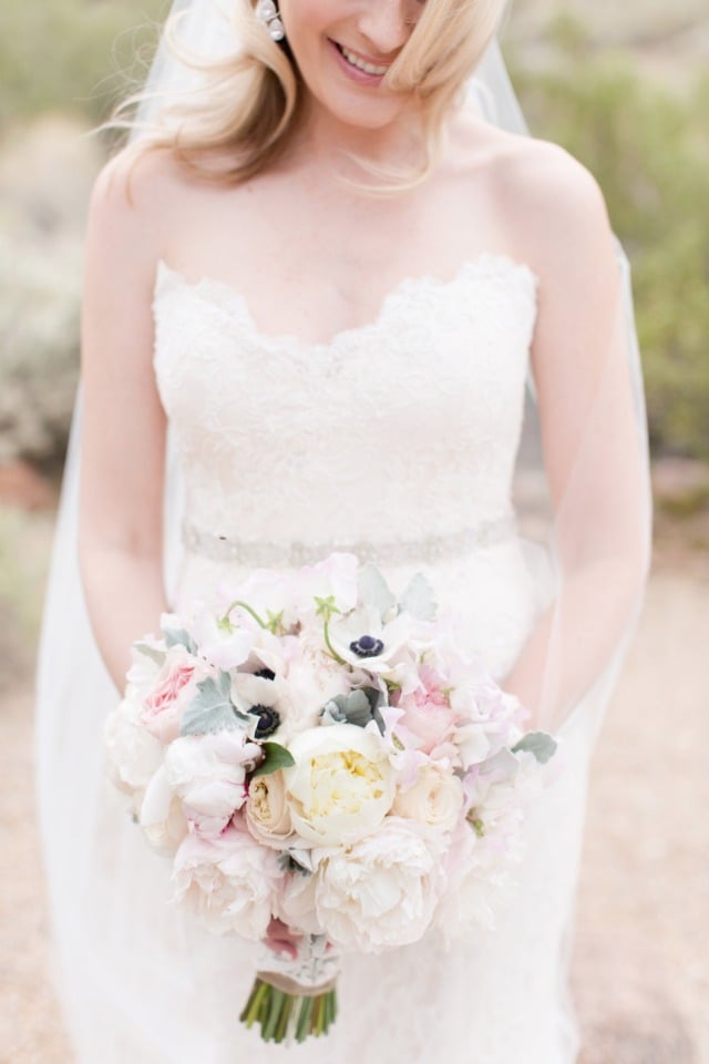 soft pink ivory and white wedding bouquet