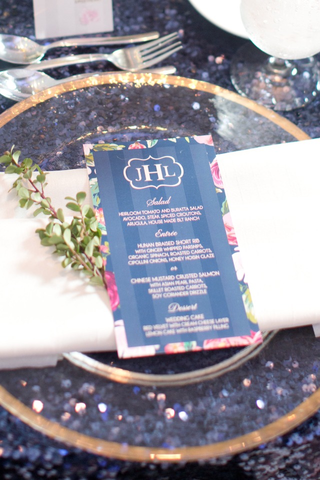 gold and navy wedding table