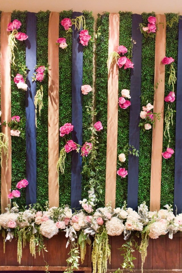 ribbon and flower wall photo booth backdrop