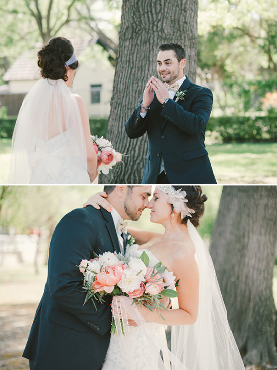 sweet photos capturing bride and groom first look