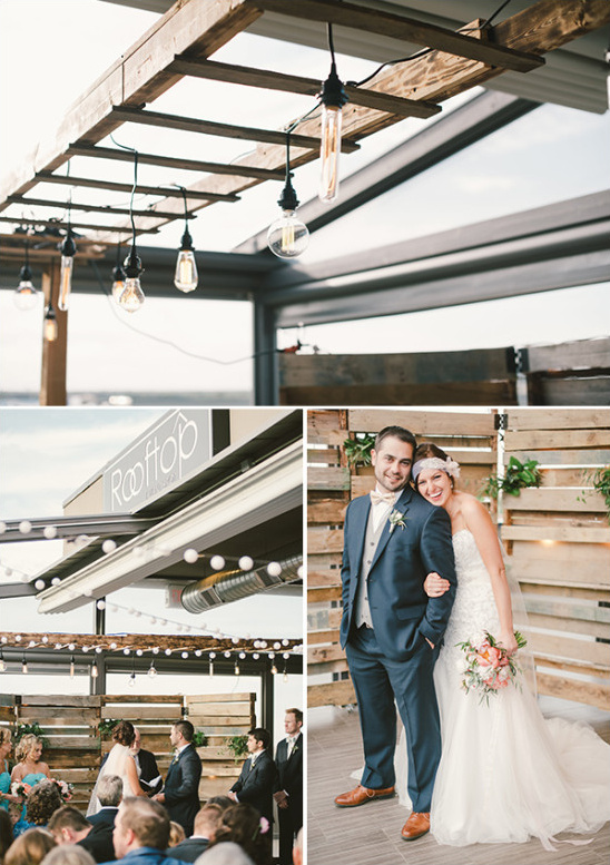 rustic meets modern rooftop wedding ceremony
