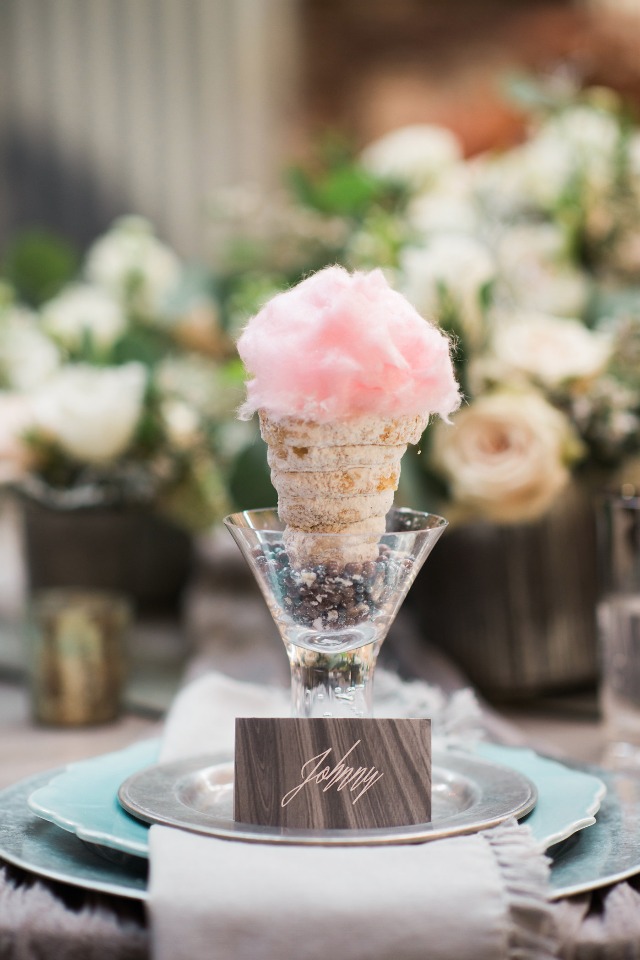 cotton candy in a cone unique wedding dessert