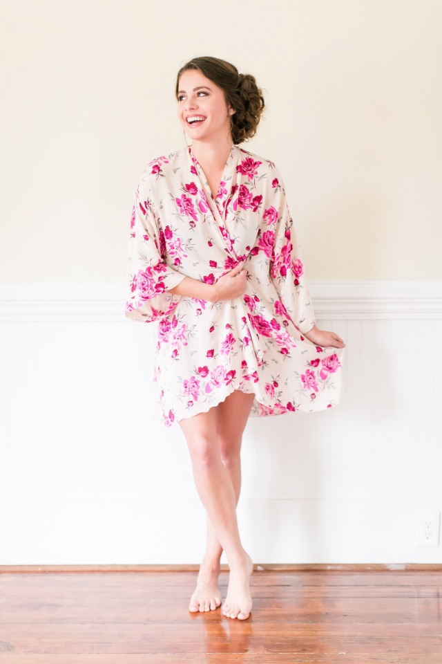 pink floral getting ready robe