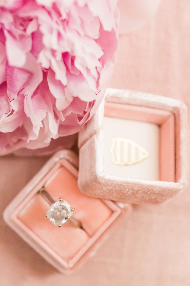 wedding ring in perfect peach ring box
