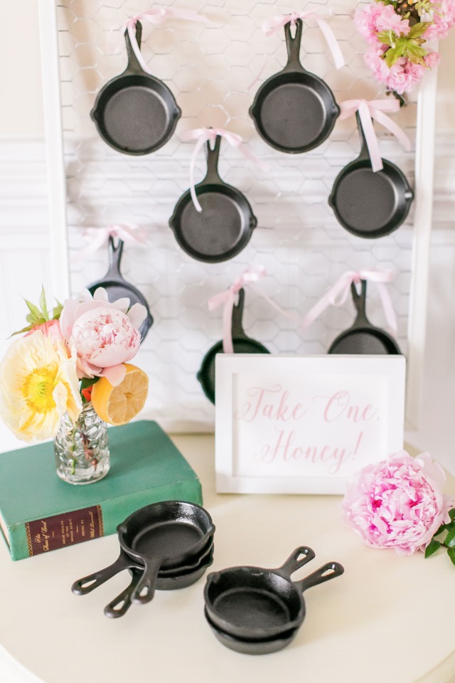 take one honey skillet wedding favor table