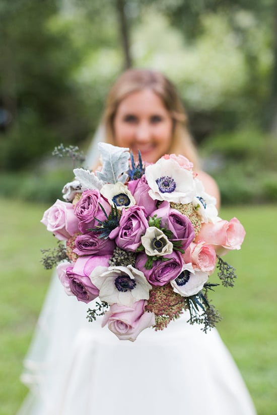 purple rose wedding bouquet