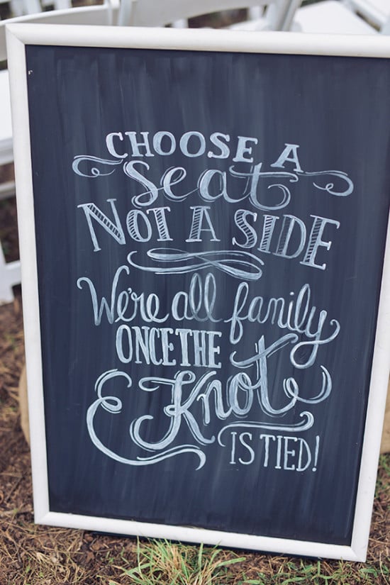 chalkboard choose a seat wedding sign