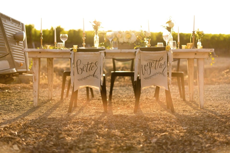 His and hers chair banners for wedding