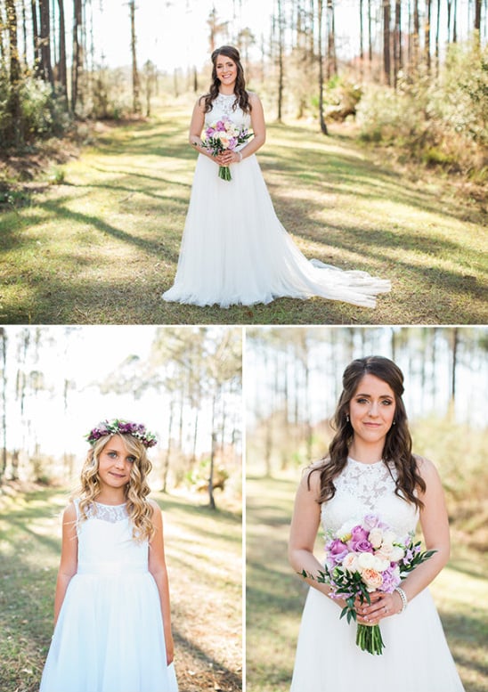 simple and classic bridal style and flower girl look