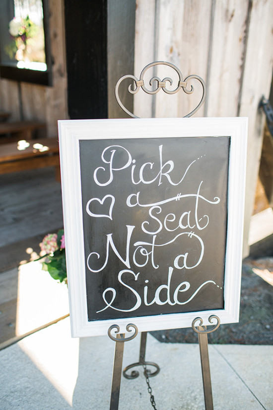 pick a seat not a side wedding sign