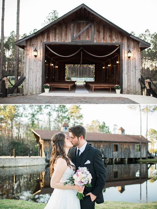 rustic barn bridge wedding ceremony