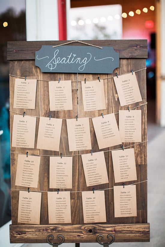 rustic seating assignment display